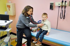 a child getting a check up